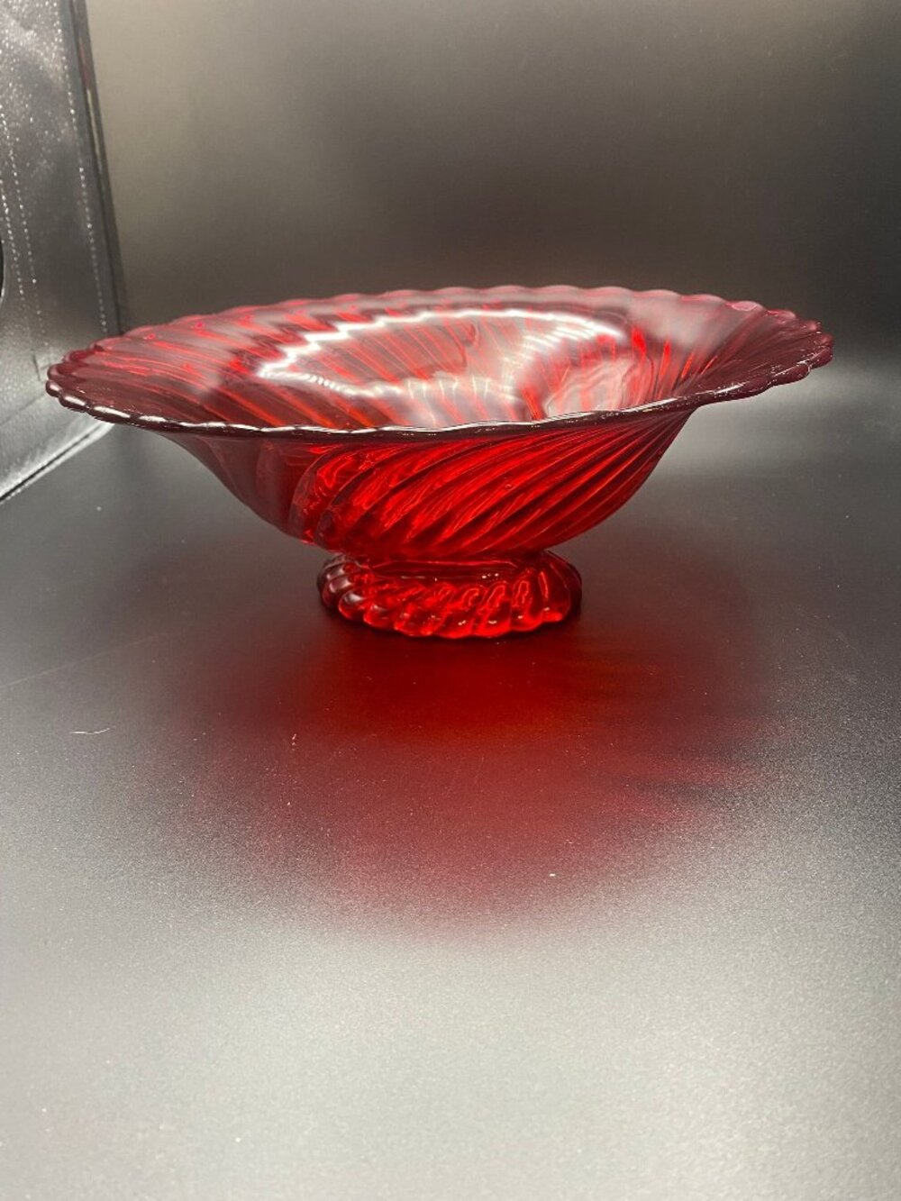 Amberina Red Swirl Oval Bowl